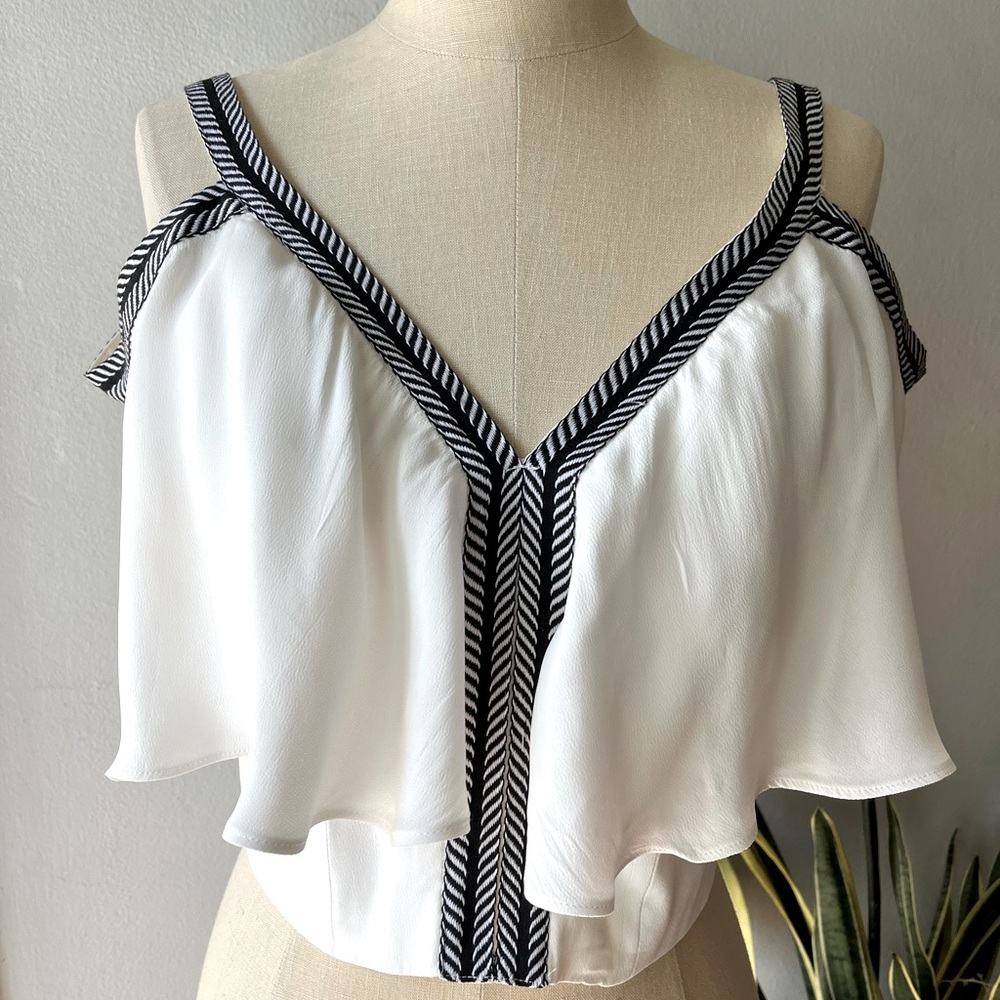 Bardot•White Flutter-Front Corset Top•sz 4/XS